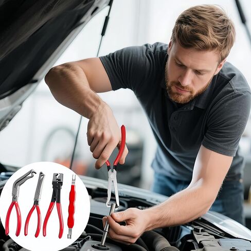 6-Pcs Kit Electrical Disconnect Pliers Set for Cars, Automotive Electrical Plug Connector Disconnect Tool and Connector Separator and Hose Clamp Pliers in Kuwait