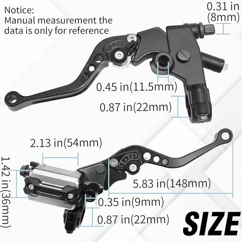 7/8'' 22mm Black Motorcycle Brake Lever Handle Master Cylinder Clutch Lever Left-Right Combination, Replacement for Honda, Replacement for Kawasaki in Saudi Arabia