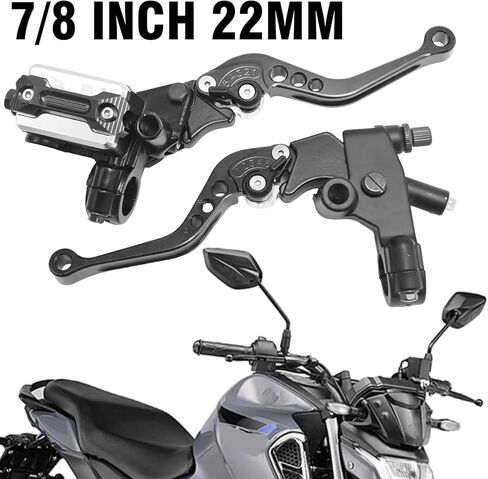 7/8'' 22mm Black Motorcycle Brake Lever Handle Master Cylinder Clutch Lever Left-Right Combination, Replacement for Honda, Replacement for Kawasaki in Saudi Arabia