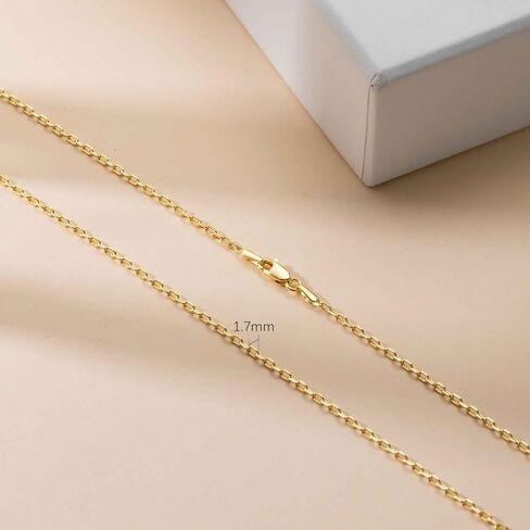 14K Gold Chain for Women 14K Gold Necklaces for Women Trendy 1.7mm Paperclip Necklace for Womens Chains for Men Minimalist Aesthetic with Stylish Look Necklace for Men in Kuwait