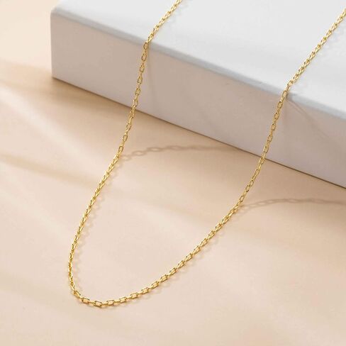 14K Gold Chain for Women 14K Gold Necklaces for Women Trendy 1.7mm Paperclip Necklace for Womens Chains for Men Minimalist Aesthetic with Stylish Look Necklace for Men in Kuwait
