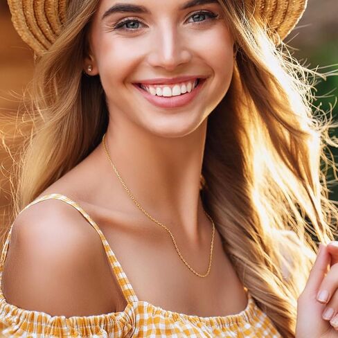 14K Gold Chain for Women 14K Gold Necklaces for Women Trendy 1.7mm Paperclip Necklace for Womens Chains for Men Minimalist Aesthetic with Stylish Look Necklace for Men in Kuwait