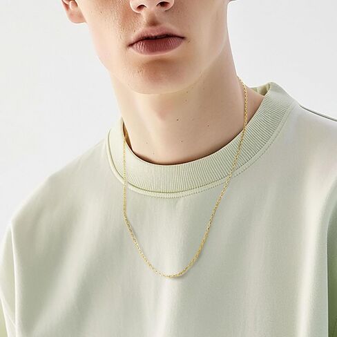 14K Gold Chain for Women 14K Gold Necklaces for Women Trendy 1.7mm Paperclip Necklace for Womens Chains for Men Minimalist Aesthetic with Stylish Look Necklace for Men in Kuwait