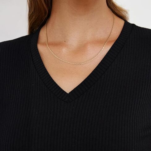 14K Gold Chain for Women 14K Gold Necklaces for Women Trendy 1.7mm Paperclip Necklace for Womens Chains for Men Minimalist Aesthetic with Stylish Look Necklace for Men in Kuwait