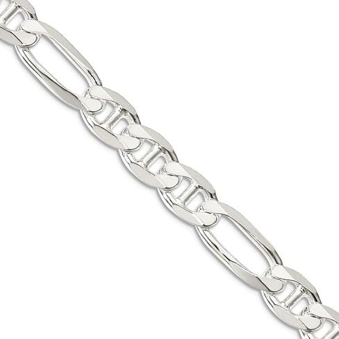 JewelryWeb 925 Sterling Silver Figaro Nautical Ship Mariner Anchor Chain Necklace Chain-Necklace for Women and Men in Choice of Lengths in Saudi Arabia