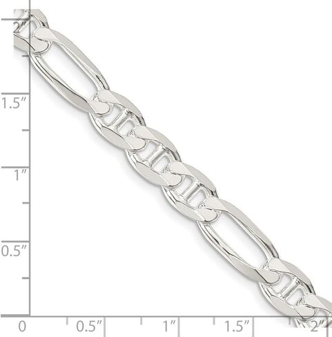 JewelryWeb 925 Sterling Silver Figaro Nautical Ship Mariner Anchor Chain Necklace Chain-Necklace for Women and Men in Choice of Lengths in Saudi Arabia