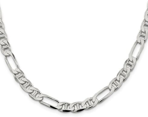 JewelryWeb 925 Sterling Silver Figaro Nautical Ship Mariner Anchor Chain Necklace Chain-Necklace for Women and Men in Choice of Lengths in Saudi Arabia