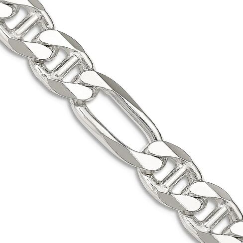 JewelryWeb 925 Sterling Silver Figaro Nautical Ship Mariner Anchor Chain Necklace Chain-Necklace for Women and Men in Choice of Lengths in Saudi Arabia