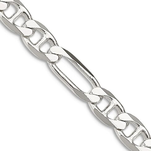 JewelryWeb 925 Sterling Silver Figaro Nautical Ship Mariner Anchor Chain Necklace Chain-Necklace for Women and Men in Choice of Lengths in Saudi Arabia