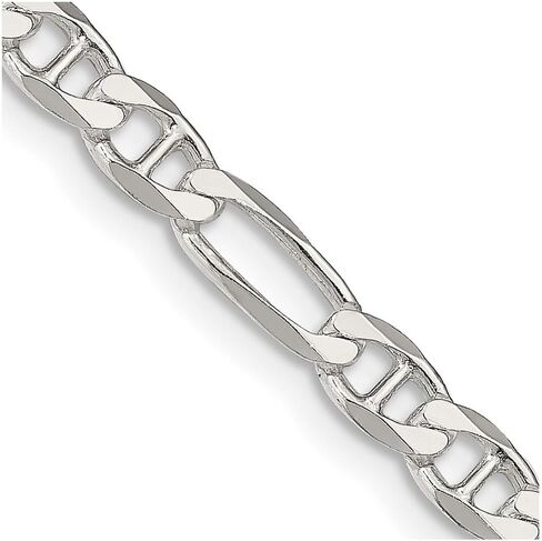 JewelryWeb 925 Sterling Silver Figaro Nautical Ship Mariner Anchor Chain Necklace Chain-Necklace for Women and Men in Choice of Lengths in Saudi Arabia