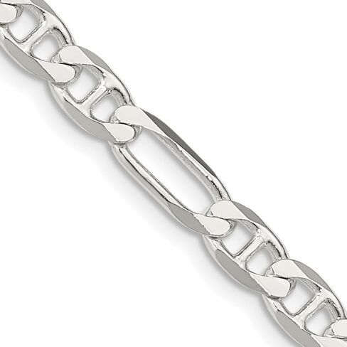 JewelryWeb 925 Sterling Silver Figaro Nautical Ship Mariner Anchor Chain Necklace Chain-Necklace for Women and Men in Choice of Lengths in Saudi Arabia