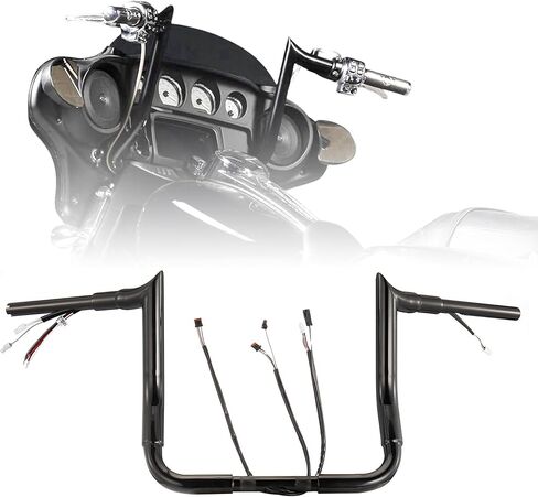 Pre-wired 12" Rise 1.5" Fat Ape Hangers Street Glide Handlebars for Harley 2016-2023 Street Glide/Electra Glide/Ultra Limited Bagger Meathook Bars with CAN-Bus/TBW, Black in Saudi Arabia