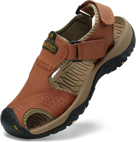 صنادل رياضية جلدية للرجال للرجال مغلقة من الأمام للمشي لمسافات طويلة في الهواء الطلق صنادل مشي رياضية غير رسمية أحذية ماء صندل صياد صيفي مصنوع يدويًا in Kuwait