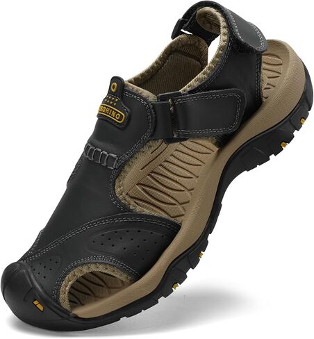 Mens Leather Sports Sandals For Men Closed Toe Hiking Outdoor Athletic Casual Walking Sandals Water Shoes Summer Fisherman Sandal Handmade in Saudi Arabia