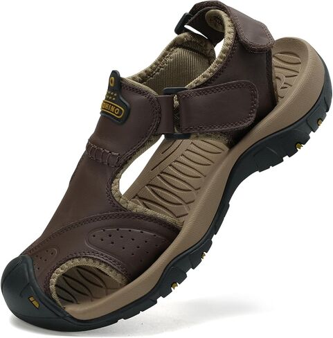 Mens Leather Sports Sandals For Men Closed Toe Hiking Outdoor Athletic Casual Walking Sandals Water Shoes Summer Fisherman Sandal Handmade in Saudi Arabia