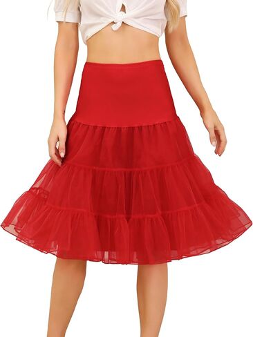 Vlazom Women's 50s Vintage Tulle Skirt Petticoat Skirt Wedding Petticoat Crinoline Underskirt for Prom Evening Dress in Saudi Arabia
