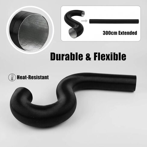 90mm 3.5in Heater Duct Hose 300cm 118in Black Aluminum Foil Flexible Air Outlet Pipe for Webasto for Eberspacher for Planar Diesel Heaters in Saudi Arabia