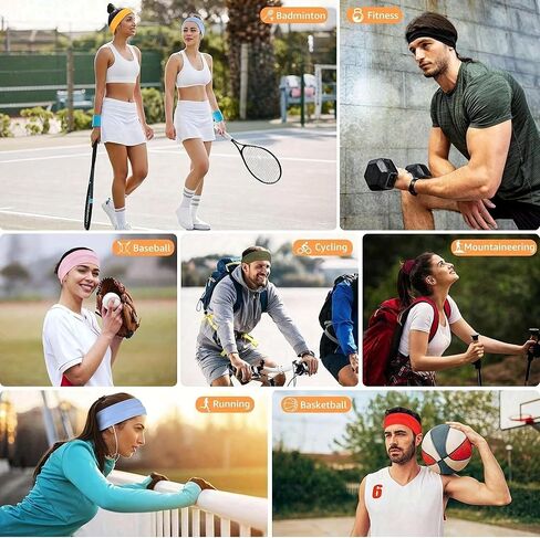 Sweat Absorbing Elastic Sports Headbands 3 Pack Thin Hair Bands for Yoga Gym and Fitness Use in Saudi Arabia