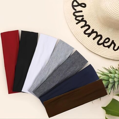 Sweat Absorbing Elastic Sports Headbands 3 Pack Thin Hair Bands for Yoga Gym and Fitness Use in Saudi Arabia