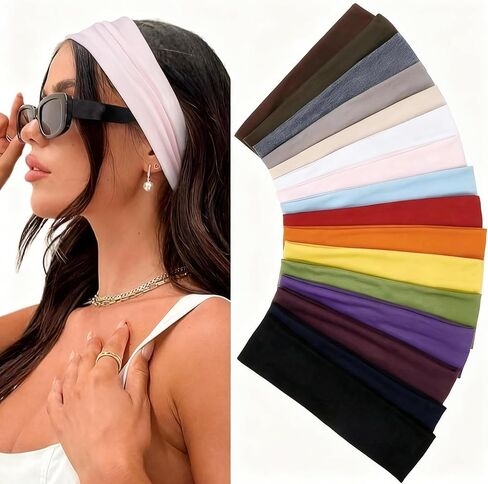 Sports Headband 3 Pack Black White Navy Elastic Thin Sweat Absorbing for Yoga Gym and Fitness in Saudi Arabia