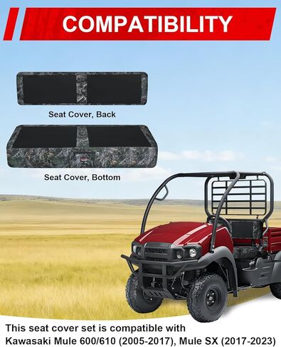 غطاء مقعد StarknightMT Mule 610 مصنوع من النيوبرين المحسن متوافق مع Kawasaki Mule 600/610 2005-2016 & Mule SX 2017-2023، ملحقات أغطية مقاعد المقاعد المقاومة للماء in Kuwait