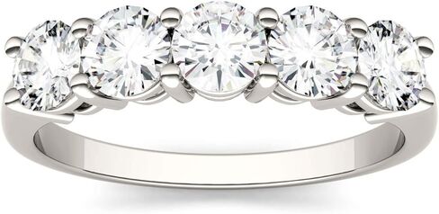 Charles & Colvard Created Moissanite 4mm Round Cut Wedding Band for Women | 1.15 cttw DEW | Lab Grown | Solid 14K White Gold with Rhodium in Saudi Arabia