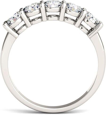 Charles & Colvard Created Moissanite 4mm Round Cut Wedding Band for Women | 1.15 cttw DEW | Lab Grown | Solid 14K White Gold with Rhodium in Saudi Arabia