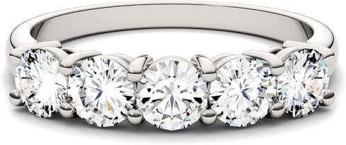 Charles & Colvard Created Moissanite 4mm Round Cut Wedding Band for Women | 1.15 cttw DEW | Lab Grown | Solid 14K White Gold with Rhodium in Saudi Arabia
