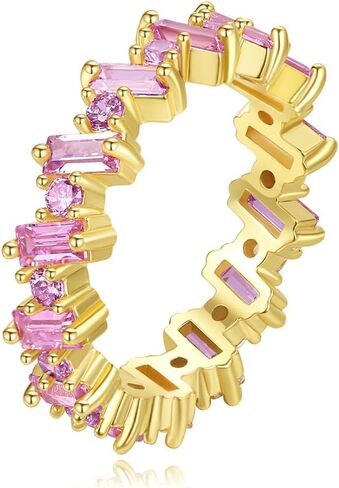 Emerald Cut Pink Moissanite Band, 14K Gold Wedding Ring, Chic Gift for Engagements and Anniversaries, Size 6-9 in Saudi Arabia