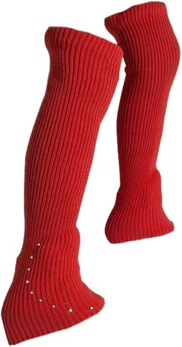 Figure Skating Leg Warmers Soft Knitting Long Leg Warmers Over Knee Footless Socks Comfortable Design Lightweight Material Suitable for Ice Skating Ba, Red in Saudi Arabia