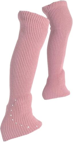 Figure Skating Leg Warmers Soft Knitting Long Leg Warmers Over Knee Footless Socks Comfortable Design Lightweight Material Suitable for Ice Skating Ba, Pink in Saudi Arabia