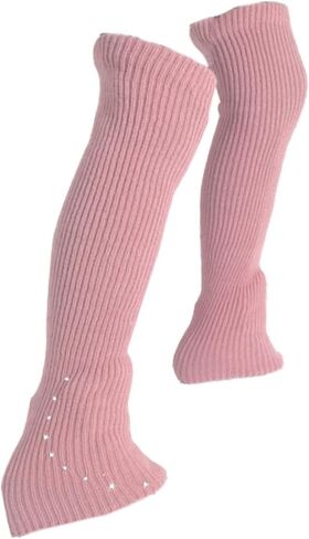 Figure Skating Leg Warmers Soft Knitting Long Leg Warmers Over Knee Footless Socks Comfortable Design Lightweight Material Suitable for Ice Skating Ba, Pink in Saudi Arabia