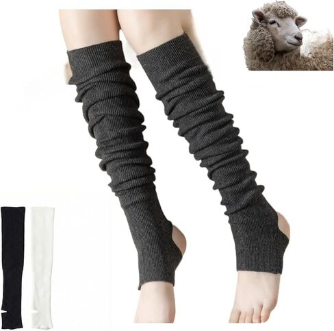 Cashmere Ribbed Leg Warmers Korean Style for Yoga Pilates, Warm Stylish Versatile for Home Studio Winter Comfort Skirt in Saudi Arabia