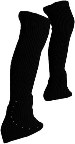 Figure Skating Leg Warmers Soft Knitting Long Leg Warmers Over Knee Footless Socks Comfortable Design Lightweight Material Suitable for Ice Skating Ba, Black in Saudi Arabia