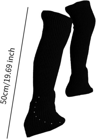 Figure Skating Leg Warmers Soft Knitting Long Leg Warmers Over Knee Footless Socks Comfortable Design Lightweight Material Suitable for Ice Skating Ba, Black in Saudi Arabia