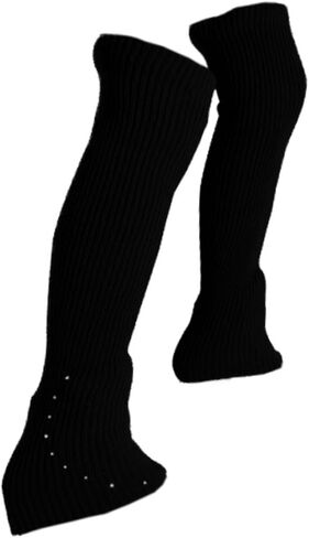 Figure Skating Leg Warmers Soft Knitting Long Leg Warmers Over Knee Footless Socks Comfortable Design Lightweight Material Suitable for Ice Skating Ba, Black in Saudi Arabia