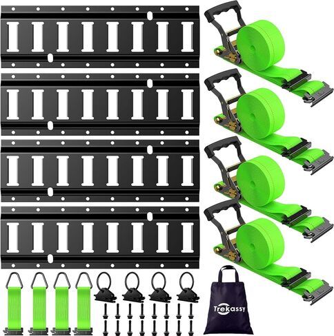 Trekassy 8ft E Track Rail Tie-Down Kit - 4 Pack 8' E-Track Rails & 10 ETrack Accessories for Trailers, Truck Bed in Saudi Arabia