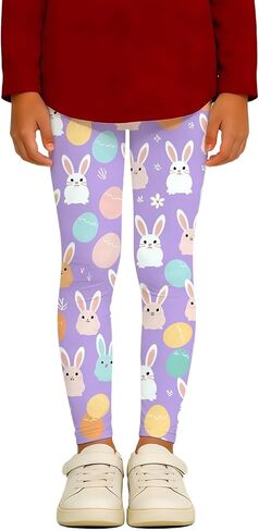 Leggings for Girls Novelty Easter Eggs Printed Ankle Length High Waisted Leggings Casual Stretchy Yoga Workout in Saudi Arabia