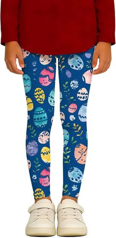 Leggings for Girls Novelty Easter Eggs Printed Ankle Length High Waisted Leggings Casual Stretchy Yoga Workout in Saudi Arabia