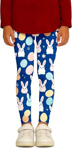 Leggings for Girls Novelty Easter Eggs Printed Ankle Length High Waisted Leggings Casual Stretchy Yoga Workout in Saudi Arabia