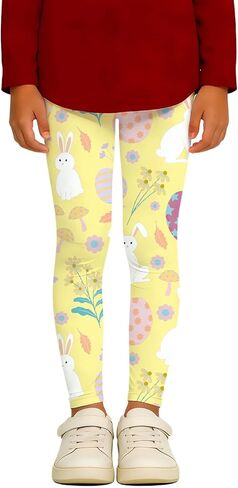 Leggings for Girls Novelty Easter Eggs Printed Ankle Length High Waisted Leggings Casual Stretchy Yoga Workout in Saudi Arabia