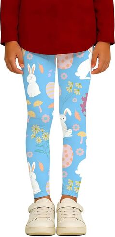Leggings for Girls Novelty Easter Eggs Printed Ankle Length High Waisted Leggings Casual Stretchy Yoga Workout in Saudi Arabia