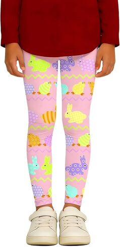 Leggings for Girls Novelty Easter Eggs Printed Ankle Length High Waisted Leggings Casual Stretchy Yoga Workout in Saudi Arabia