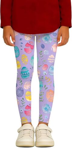 Leggings for Girls Novelty Easter Eggs Printed Ankle Length High Waisted Leggings Casual Stretchy Yoga Workout in Saudi Arabia