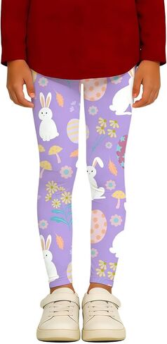 Leggings for Girls Novelty Easter Eggs Printed Ankle Length High Waisted Leggings Casual Stretchy Yoga Workout in Saudi Arabia