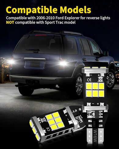 T15 921 912 906 LED Bulbs Xenon White Back Up Light 2835 Chipsets Compatible with 2006 2007 2008 2009 2010 Ford Explorer Reverse Lights, Pack of 2 in Kuwait