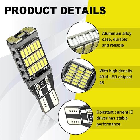 4 قطع مصابيح LED عكسية، شرائح فائقة السطوع 45 4014، مصابيح فرامل للسيارات والشاحنات RVs (أبيض) in Saudi Arabia