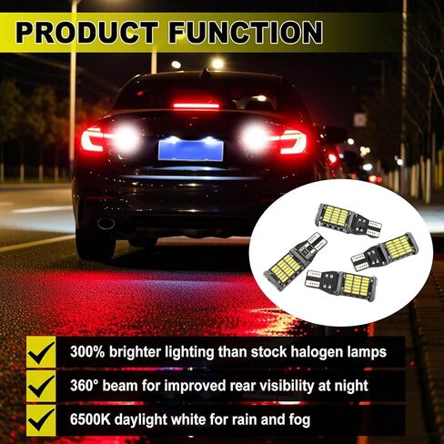 4 قطع مصابيح LED عكسية، شرائح فائقة السطوع 45 4014، مصابيح فرامل للسيارات والشاحنات RVs (أبيض) in Saudi Arabia