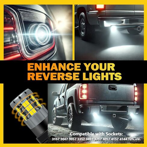 3157 LED Reverse Light Bulbs Compatible For GMC Sierra 1500 2500 3500 2002-2013, 3047 Bulb, White Light, Plug and Play, Pack of 2 in Saudi Arabia