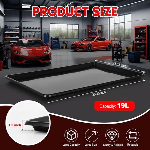 وعاء تنقيط زيت كبير جدًا 6 قطع، صينية تنقيط زيت أسفل السيارة - 35.4 × 24 × 1.5 بوصة، وعاء تنقيط بلاستيكي لتغيير الزيت، صينية بديلة لتصريف الزيت التلقائي لأرضية المرآب، غسالة، ثلاجة صغيرة in Kuwait